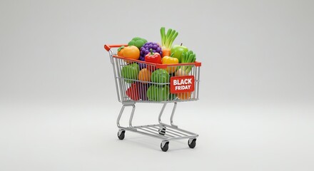 Fresh Groceries at Black Friday Prices Shopping Cart Abundance
