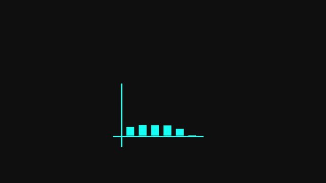 Simple Cyan Bar Chart on Black Background with Transparent Background graph data