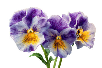 Obraz premium Purple yellow pansy bouquet on transparent background