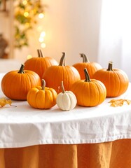 Pumpkins on a table