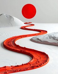 Red road to a floating disk