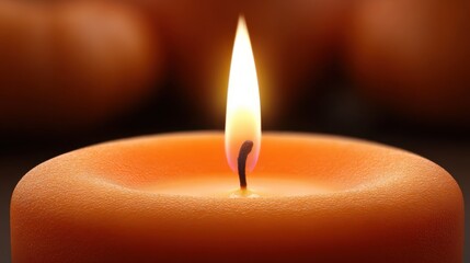 Glowing Orange Candle Flame Illuminates Serenity in a Calm Setting, Creating a Warm and Inviting Atmosphere for Relaxation