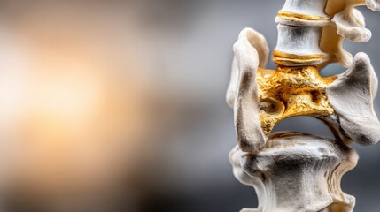 Detailed Close-Up of Human Spine Model with Emphasis on Vertebrae and Intervertebral Disc Structure