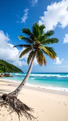 Tropical beach with palm tree