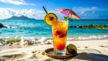 Tropical cocktail on a beach