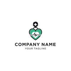 A medical logo featuring a nurse figure within a heart shape, representing healthcare services.
