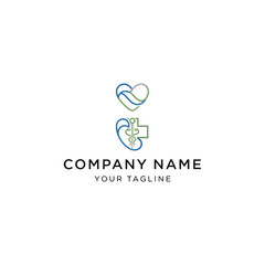 Two minimalist medical logos featuring a heart and a caduceus symbol, with text.