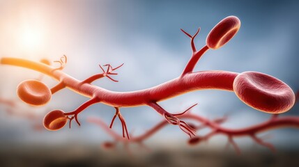 Detailed Close-Up of Human Blood Vessel Structure Illustrating Circulation System and Oxygen Transportation in Vascular Anatomy