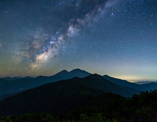 Mountain silhouettes under a vibrant Milky Way