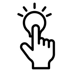Hand Touching Lightbulb Line Icon of Ideate Phase Icon Set
