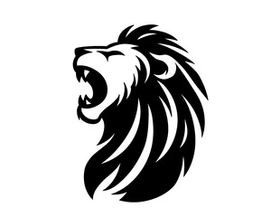 roaring lion head logo icon, vector illustration
