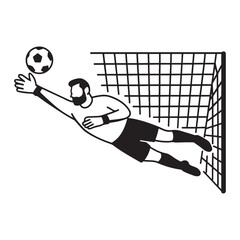 Soccer goalkeeper in mid air making a save.