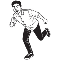 Energetic man running forward with determination and enthusiasm in his stride.