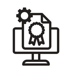 Monitor With Certificate Line Icon of Brand Guidelines Icon Set
