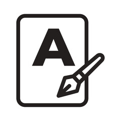 Tablet With Letter A And Pencil Line Icon of Font Management Icon Set