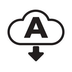 Cloud Download With Letter A Line Icon of Font Management Icon Set