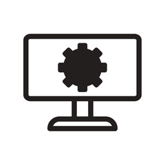 Monitor with Cog Line Icon of Design Systems Icon Set