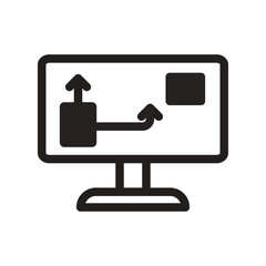 Monitor With Flow Diagram Line Icon of User Flows Icon Set