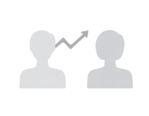 Abstract Icon of Financial Advisor Meeting with Two People and Chart Symbol, Transparent Background