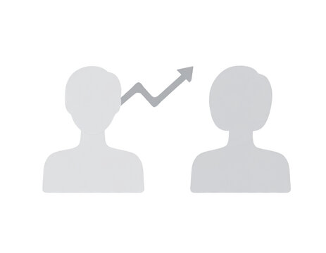 Abstract Icon of Financial Advisor Meeting with Two People and Chart Symbol, Transparent Background