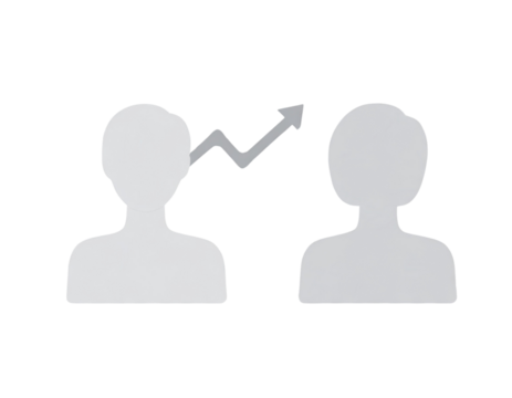 Abstract Icon of Financial Advisor Meeting with Two People and Chart Symbol, Transparent Background