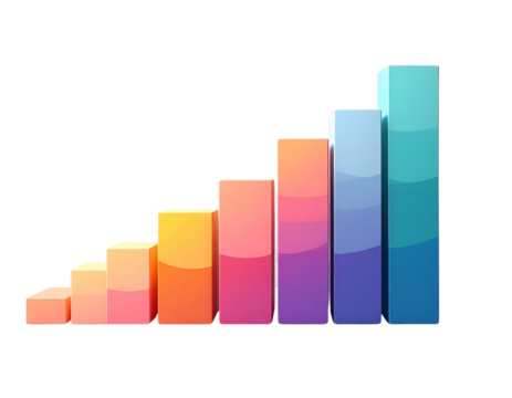 Abstract Investment Risk Scale with Stacked Blocks Increasing in Height, Transparent Background