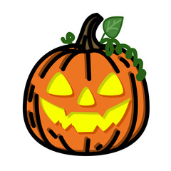 Jack-o-Lantern With Zigzag Smile And Vine