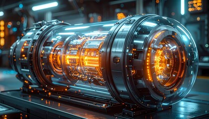 Futuristic Energy Core Reactor with Glowing Orange Elements.