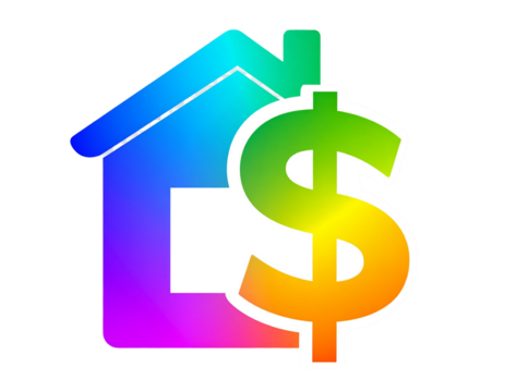 Abstract Real Estate Investment Icon with House Silhouette and Dollar Symbol, Transparent Background