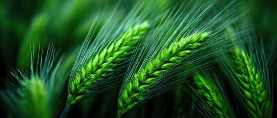 Close-up of vibrant green wheat heads (3)