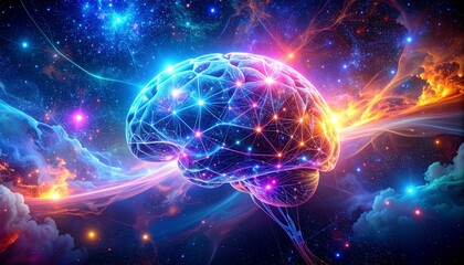 Obraz premium Mystical Brain Abstract Neural Network Connecting Minds and Consciousness