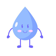 Cute Water Drop Character with Arms and Legs