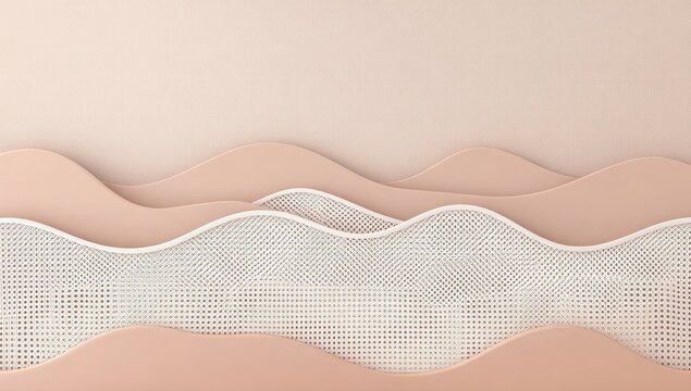 Peach, curvy, abstract paper layers and woven mesh - Powered by Adobe
