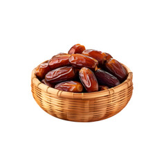 Basket of fresh dates fruit on transparent background