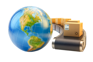 Global logistics and delivery network connecting the world with efficient package movement