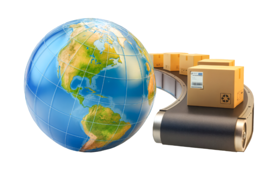 Global logistics and delivery network connecting the world with efficient package movement