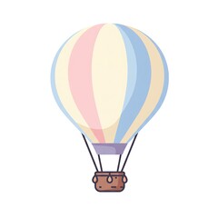 Fototapeta premium A flat vector illustration of a hot air balloon with basket
