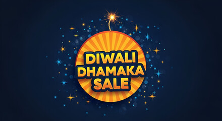 Naklejka premium Diwali Dhamaka Sale Logo design. Festive offer deal discount on red background.