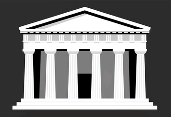 Obraz premium Classical Temple Illustration with Triangular Roof and Columns