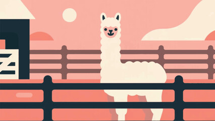 Llama in the Cage Illustrator Artwork Banner Background Design Template  © art88