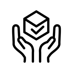 Hands Holding Cube Line Icon of Sustainable Design Icon Set