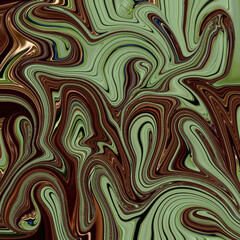 Abstract swirl design in earthy green and brown tones, creating a fluid marble effect with organic and natural energy. Ideal for digital and print design.