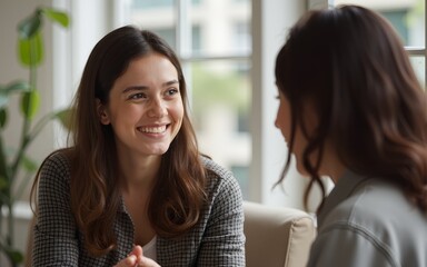 two young woman talking. High quality