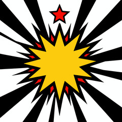 Fototapeta premium Dynamic Starburst Explosion: Radiant Yellow Star with Red Accents