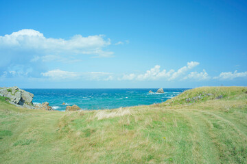 秋晴れの尻屋埼の風景　青森県東通村　9月末