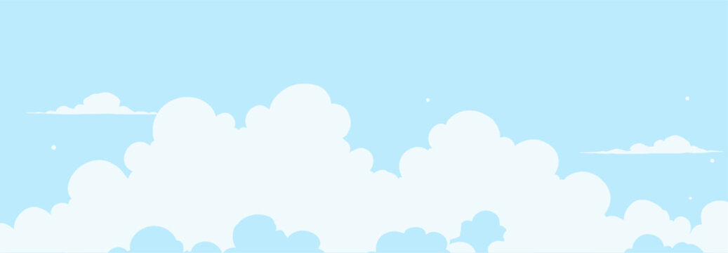 Fluffy Clouds in Serene Blue Sky