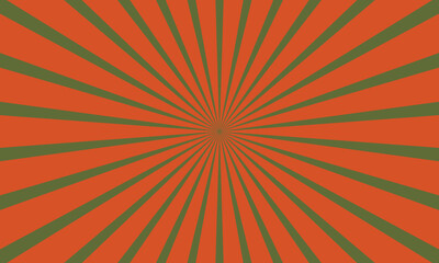 Retro Orange and Green Sunburst Abstract Background Design
