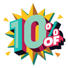 10% Off Vector Banner – Percentage Discount Number Icon for Business Promotion
