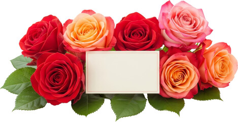 Beautiful Red, Orange, and Pink Roses with Customizable Greeting Card