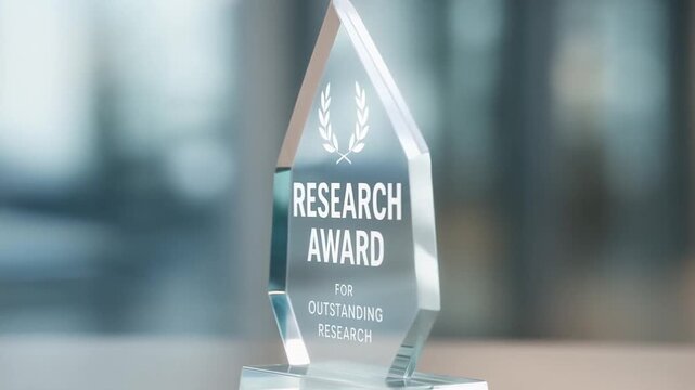 success researchers opportunity assessment concept. Award trophy for outstanding research recognition.